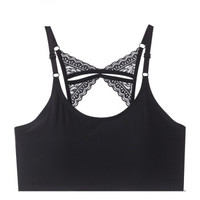 INMAN 茵曼 舒适性感弹力可拆插垫美背抹胸裹胸 9882431063 黑色 均码 (黑色、均码、锦纶)