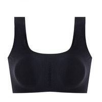 INMAN 茵曼 印花舒适背心式无钢圈睡眠文胸 9874430478 黑色 M