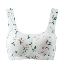 INMAN 茵曼 印花舒适背心式无钢圈睡眠文胸 9874430478 白色 XL (白色、XL、锦纶)