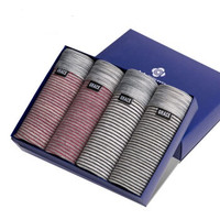 grace 洁丽雅 男士内裤 条纹弹力棉中低腰二色平角裤男 每色两条4条礼盒装 J1015 混色 XXL (混色、XXL、平角裤、棉质)