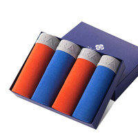 grace 洁丽雅 内裤男平角裤 两色4条装中腰简约纯色四角裤头腰头凹凸立体提花 J1011 混色 L (混色、L、平角裤、再生纤维)