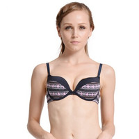 SCHIESSER 舒雅 3/4杯无插片印花上薄下厚有钢圈文胸 21/5107B 宝蓝色(008) 70B