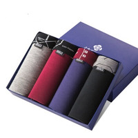 grace 洁丽雅 男士内裤男中腰四角裤头 兰精黏胶透气纯色平角裤4条装礼盒装 J1028 XL (浅灰色、XL、平角裤、再生纤维)