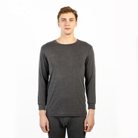 京东京造 男士薄款圆领长袖内衣 发热纤维身T恤 麻黑色 M码