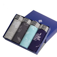 grace 洁丽雅 男士内裤男 中腰兰精黏胶舒适柔软透气平角裤 时尚印花混色4条装礼盒装 混色 J1031 灰色XXL (灰色、XXL、平角裤、再生纤维)