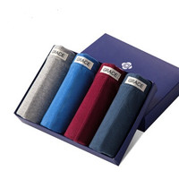 grace 洁丽雅 男士内裤男平角裤 纯棉素色中腰透气四条装四角裤 J1004 混色 XL (灰色、XL、平角裤、棉质)