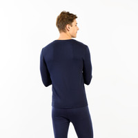 京东京造 男士圆领保暖内衣 羊毛加厚秋衣秋裤保暖套装 藏青色 L码