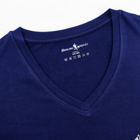 DANCING WOLVES 与狼共舞 打底男士短袖 男士棉质弹力V领短袖 9870/A 黑色 XL (黑色、XL、棉)