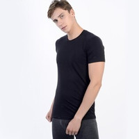 京东京造 男士圆领薄款短袖内衣 发热纤维修身T恤 黑色