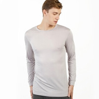 京东京造 男士薄款圆领长袖内衣 发热纤维身T恤 浅灰色 M码