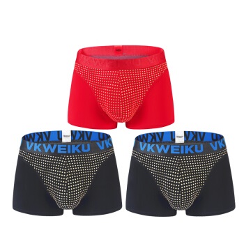 VKWEIKU 男士内裤男平角裤莫代尔超人款 黑+黑+红 XL V013 (黑色、XL、平角裤、莫代尔)