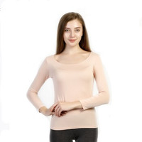 京东京造 女士薄款圆领九分袖内衣 发热纤维打底衫性感修身T恤 粉肤色 S码