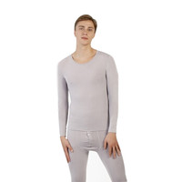京东京造 男士轻薄圆领内衣套装 亲肤保湿贴身打底秋衣秋裤 浅灰色 XXL码