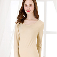 Plandoo 帕兰朵 女士保暖内衣秋衣秋裤圆领基础打底棉毛衫套装男女情侣基础棉质薄款内衣套装 肤色 XXL码