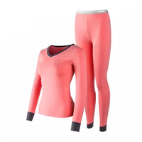 PLAYBOY 花花公子 女士秋衣秋裤 棉莫代尔修身薄款打底V领 秋衣秋裤女 保暖内衣套装冬季 Y8810 蜜桃红 M