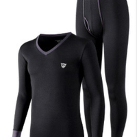 PLAYBOY 花花公子 男士保暖内衣套装 薄款 秋衣秋裤男 棉莫代尔中老年棉毛衫秋冬 D8809 黑色 XL