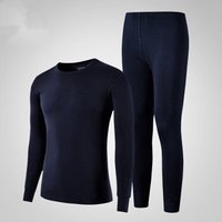 PLAYBOY 花花公子 秋衣秋裤男 保暖内衣男 打底衫 男士内衣 D9188 棉毛衫棉毛裤套装 纯棉薄款 藏青 (圆领)XL