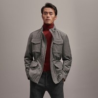 历史低价、限尺码：Massimo Dutti  03469200802 男士工装羊毛外套