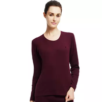 PLAYBOY 花花公子 男士保暖内衣 薄款纯棉秋衣秋裤大红本命年圆领秋衣男棉毛衫 7121/7203/7558 女(圆领)深紫 XXL