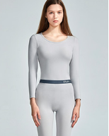 螃蟹秘密 保暖内衣套装女 秋衣秋裤女士保暖 圆领棉质莫代尔 SBN-W591Tec-03 时尚 锂浅灰 S