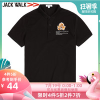 拉夏贝尔男装Jackwalk休闲Polo衫印花T恤男2019夏季翻领短袖男