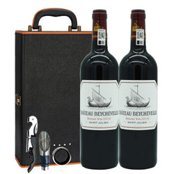 法国进口红酒 1855列级庄四级庄 龙船庄园干红葡萄酒 2015750ml*2双支礼盒