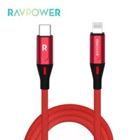 RAVPower 睿能宝 MFi认证 Type-C to Lightning 苹果PD快充 编织数据线 1米