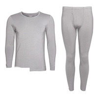 JOCKEY 男士保暖内衣套装发热纤维科技秋衣秋裤打底圆领舒适 150 浅麻灰 XL