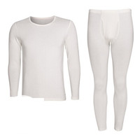 JOCKEY 男士保暖内衣套装发热纤维科技秋衣秋裤打底圆领舒适 100 漂白色 XL