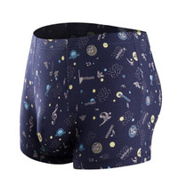 恒源祥 男士内裤 男平脚裤弹力棉印花透气中腰大码U凸囊袋印花四角裤 G0136 款4XL/190/115 (黑色、XXXL、平角裤、棉质)