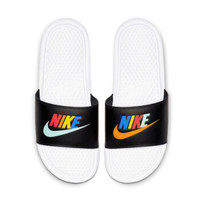 耐克NIKE 男子 拖鞋 BENASSI JDI MISMATCH GEL炫彩字母Logo透气沙滩运动休闲拖鞋 CJ4608-071黑色46码