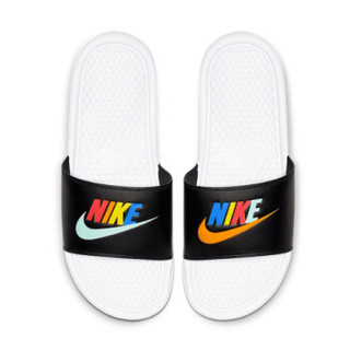 耐克NIKE 男子 拖鞋 BENASSI JDI MISMATCH GEL炫彩字母Logo透气沙滩运动休闲拖鞋 CJ4608-071黑色45码