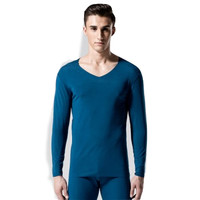 Mexican 稻草人 秋衣秋裤男士无痕棉毛裤弹力修身莫代尔女士薄款保暖内衣套装 85977 道奇蓝-男 XXXL