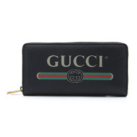 19日0点：【直营】Gucci/古驰LOGO印花拉链长款钱包男士牛皮包包496317