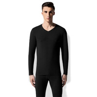 Mexican 稻草人 秋衣秋裤男士打底薄款莱卡棉毛衫女情侣保暖内衣套装 83901-1 黑色 L