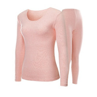 Hodohome 红豆居家 女士秋衣秋裤红豆绒圆领色纺磨毛保暖内衣套装 7255/256 蜜橙 165/90