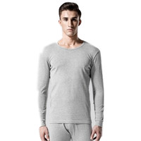 Mexican 稻草人 秋衣秋裤男士打底薄款莱卡棉毛衫女情侣保暖内衣套装 83901 浅花灰 XXL