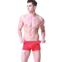 恒源祥 男士内裤 内裤男 男式大红平角裤鸿运本命年男内裤盒装 4条 大红本命年 175/100(XL) DC18872-4 (红色、L、平角裤、再生纤维)