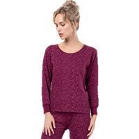 海之宁 秋衣秋裤中老年女纯棉保暖内衣妈妈中高领大码老人棉毛衫打底套装 3217-1 圆领 茄紫 160(M)