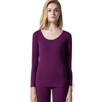 Mexican 稻草人 秋衣秋裤男士打底薄款莱卡棉毛衫女情侣保暖内衣套装 83801 深紫 XL