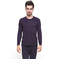 海之宁 秋衣秋裤套装纯棉男士棉毛衫棉毛裤舒适透气棉秋冬季圆领基础打底薄款保暖内衣套装 深紫印花 175XL 3216