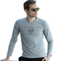 海之宁 秋衣秋裤青少年男学生棉毛衫印花薄款秋冬季保暖内衣男士打底衫棉毛裤套装 字母印花 灰色 170L 9107