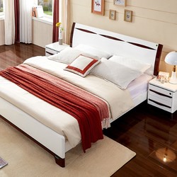 QuanU 全友 121807  现代人造板板式床 1.8m床+床头柜+床垫