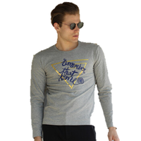 海之宁 秋衣秋裤青少年男学生棉毛衫印花薄款秋冬季保暖内衣男士打底衫棉毛裤套装 字母三角 灰色 170L 9106