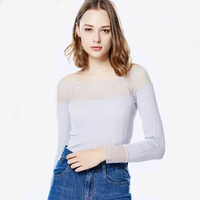 Miiow 猫人 女士秋衣秋裤蕾丝保暖女士上衣轻薄修身美体衣塑身内衣可外穿舒适套装 U841052  性感花领（浅灰） 均码