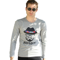 海之宁 秋衣秋裤青少年男学生棉毛衫印花薄款秋冬季保暖内衣男士打底衫棉毛裤套装 胡子老人 灰色 185XXXL 9105