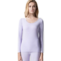 Mexican 稻草人 秋衣秋裤男士打底薄款莱卡棉毛衫女情侣保暖内衣套装 83801 浅紫 M