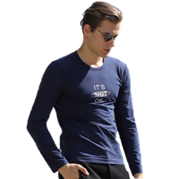 海之宁 秋衣男士青少年男学生秋衣棉毛衫印花薄款保暖内衣长袖t恤男打底衫保暖上衣春秋冬上衣男士内衣深蓝 26346666