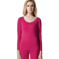 Mexican 稻草人 秋衣秋裤男士打底薄款莱卡棉毛衫女情侣保暖内衣套装 83801 玫红 XL