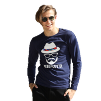 海之宁 秋衣男士青少年男学生秋衣棉毛衫印花薄款保暖内衣长袖t恤男打底衫保暖上衣春秋冬上衣男士内衣 深蓝 9105-1